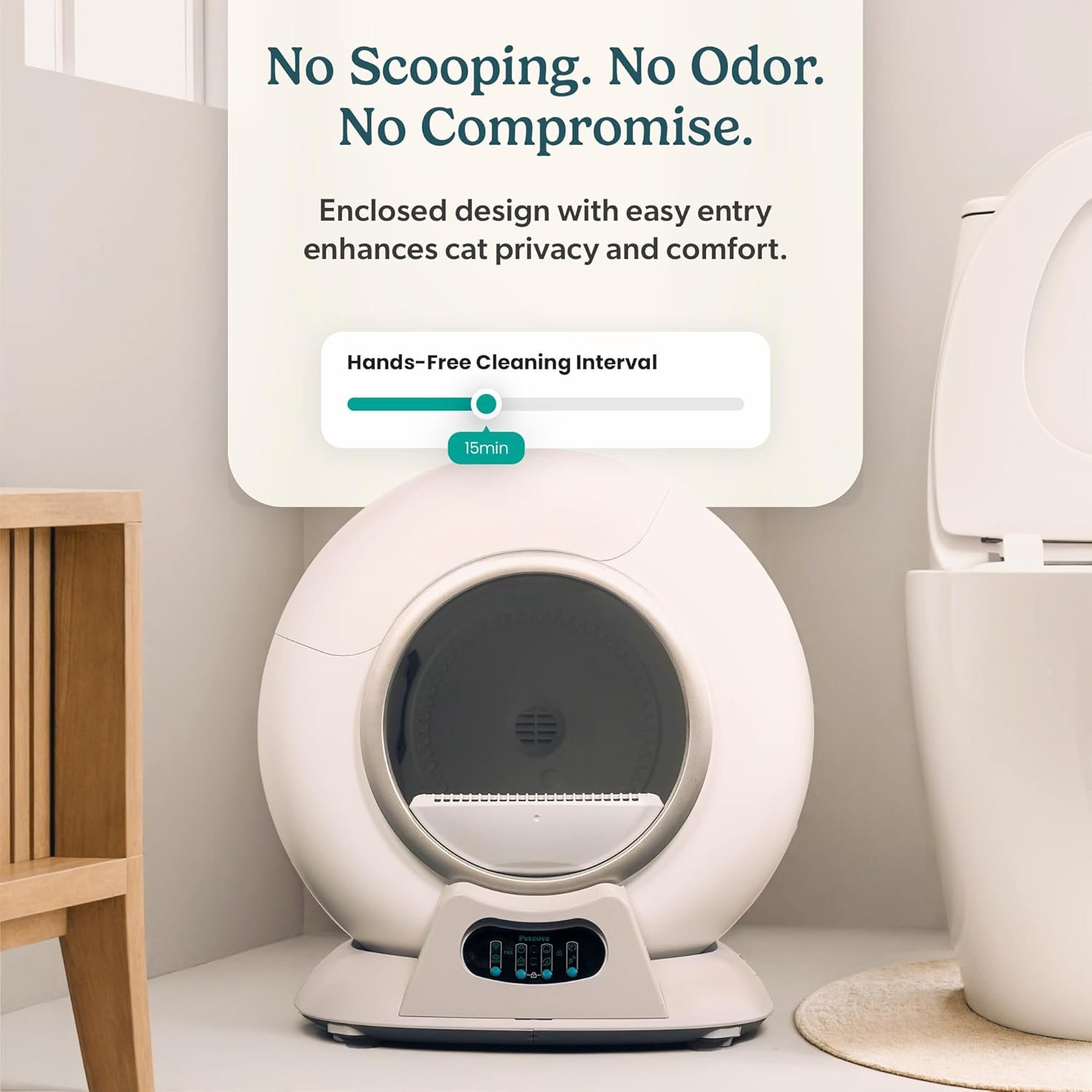 PetCove Self Cleaning Automatic Litter Box for Multi cat - XL Capacity/Quiet Operation/Odor Control/Anti-Pinch Safety/Easy App Control with Ultra Fast 5 GHz Wi-Fi - Includes Litter Bag Liners - Image 2