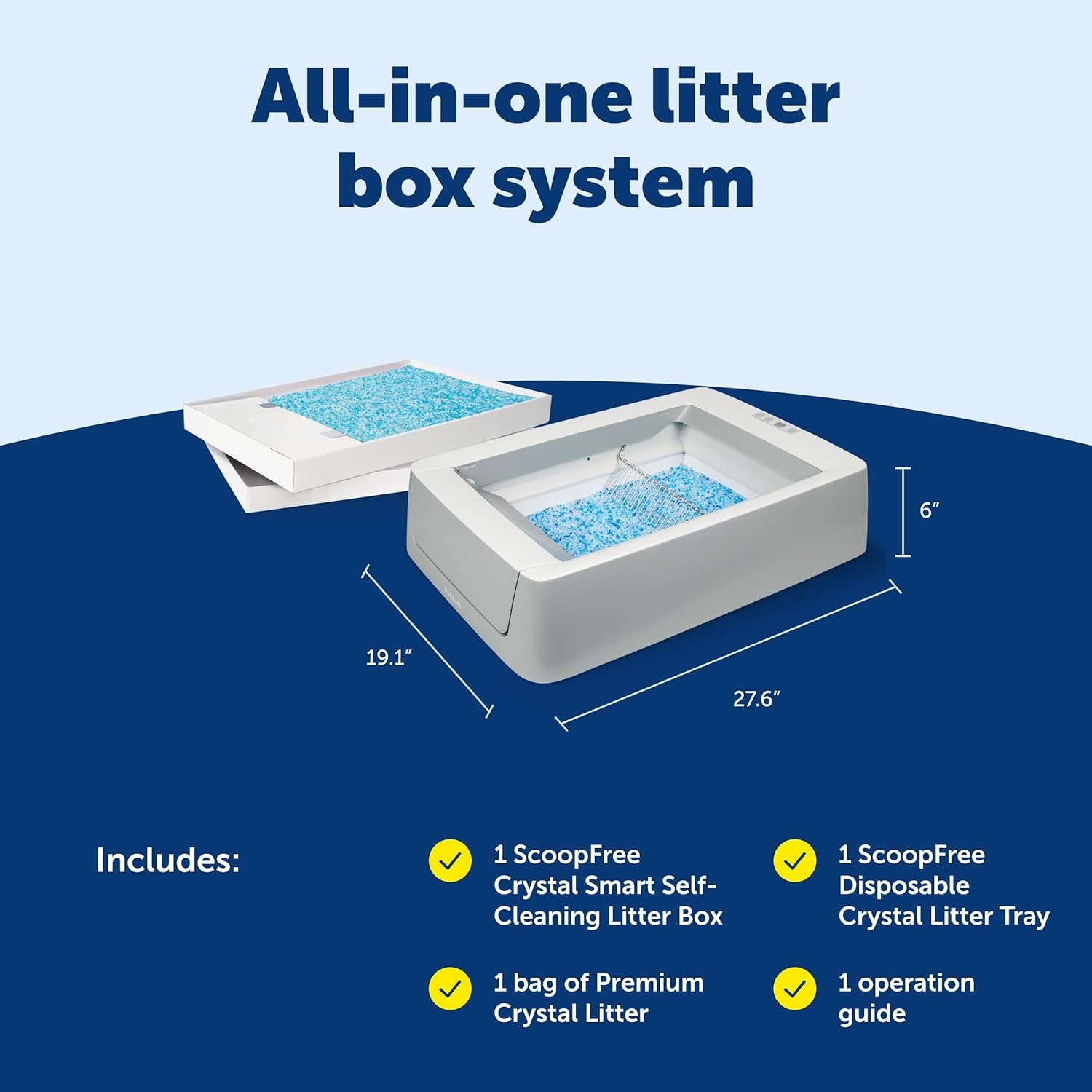 PetSafe ScoopFree Crystal Smart Self-Cleaning Automatic Litter Box - Uncovered Motion-Sensing Cat Box with Integrated Health Counter & App - Includes 1 Disposable Crystal Litter Tray - Image 3