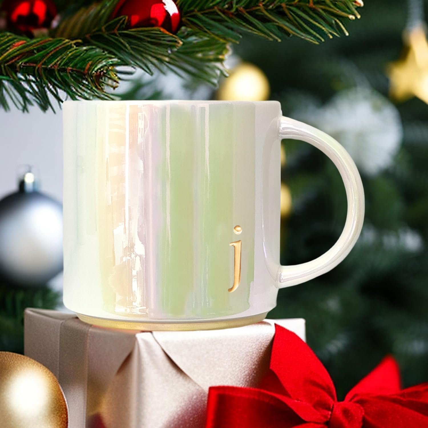 COLLECTIVE HOME - Ceramic Coffee Mug, Iridescent Finish Cups, Personalized Lowercase Embossed Lettering, Lustrous Multicolored Finish, Ideal for Unique Gifts (j) - Image 4