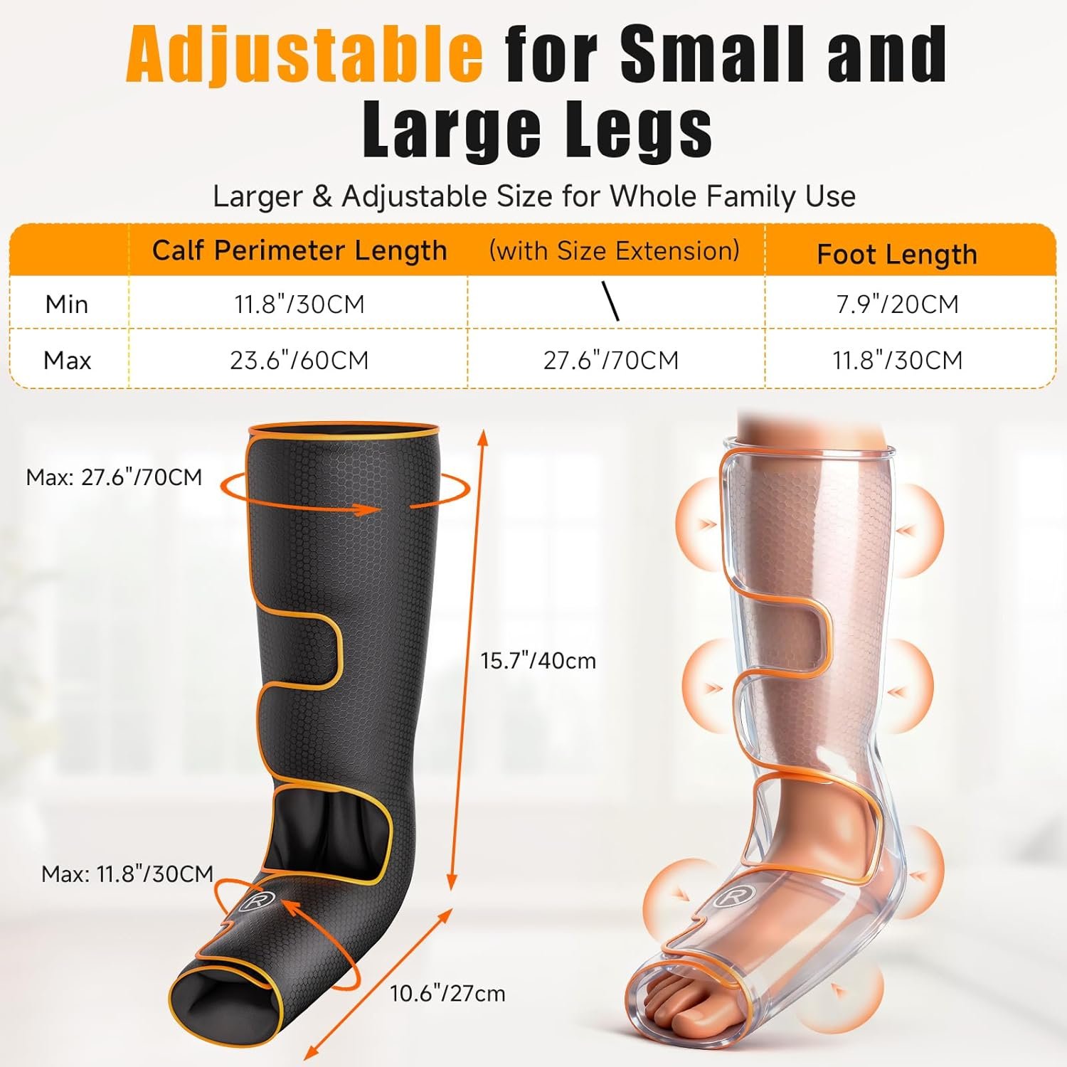 Leg Massager with Heat and Compression, Foot and Calf Massager for Circulation and Pain Relief, Compression Boots with Handheld Controller, 6 Modes 3 Intensities, Gift for Mom Dad - Image 4