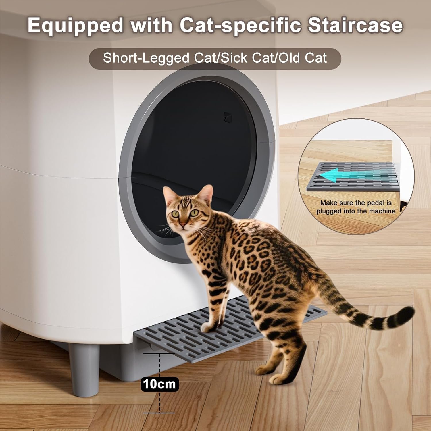 Automatic Litter Box, Self Cleaning Litter Box, Odor Control, 90L Large Capacity with APP Control and Safety Sensor, Ellenpent, for Multiple Cats, Large Cat, with 3 Rolls Garbage Bags - Image 7