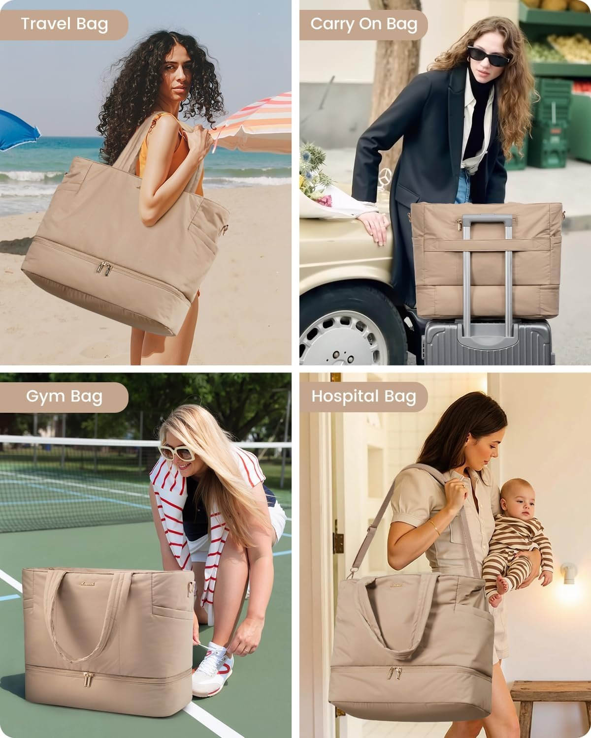 LOVEVOOK Travel Duffle Bag, Puffer Weekender Bags for Women with Shoe Compartment, Carry On Overnight Hospital Bag, Gym Tote - Image 2