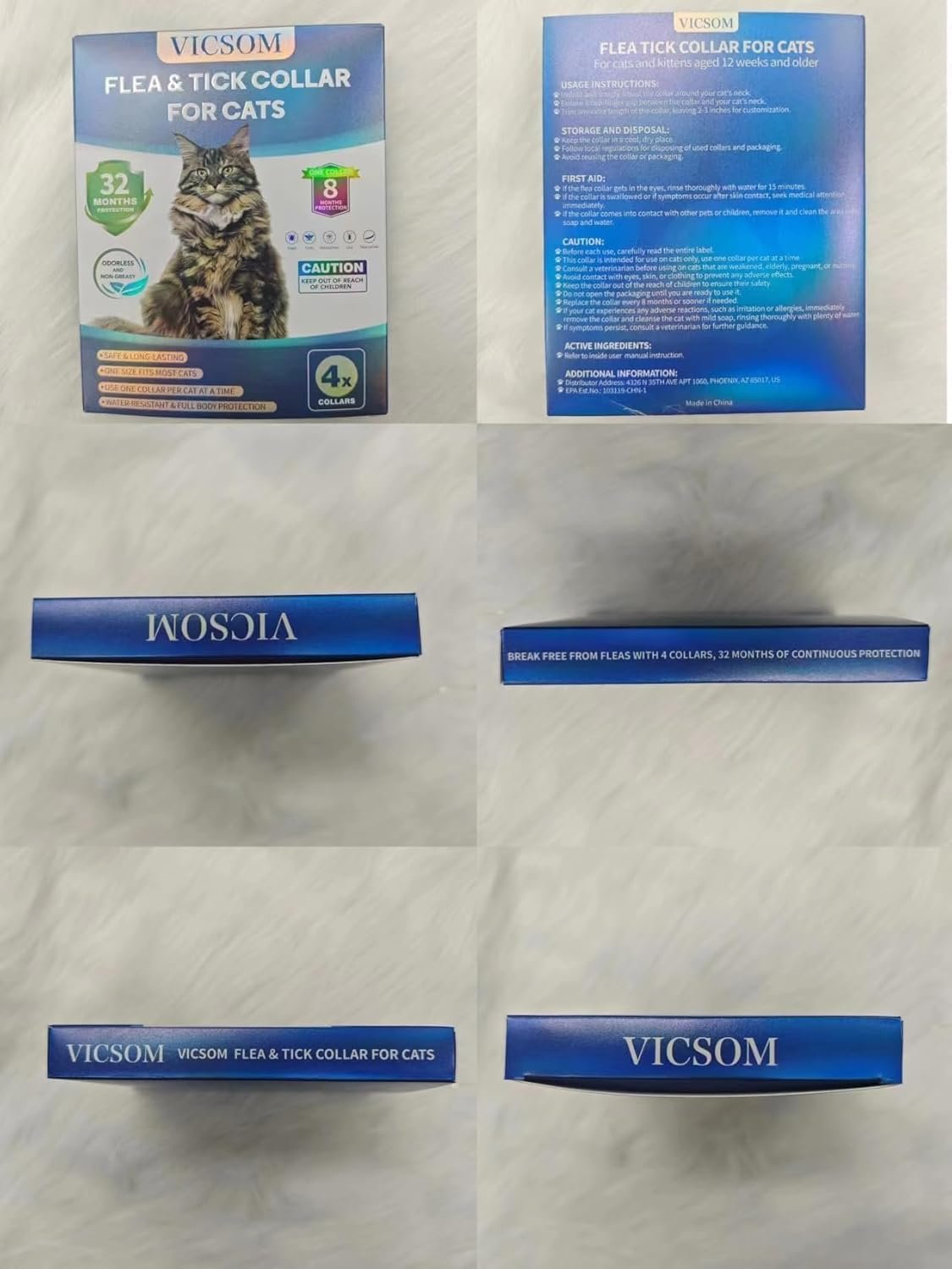 Flea and Tick Collar for Cats - 4 Pack, 32 Month Protection Treatment, Waterproof, Natural Prevention, Adjustable for Cats & Kittens (Black) - Image 9