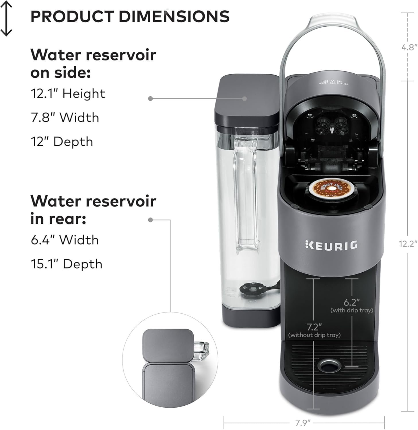 Keurig K-Supreme Single Serve K-Cup Pod Coffee Maker, MultiStream Technology, 4 Brew Sizes, 66oz Dual-Position Removable Reservoir, Gray - Image 10