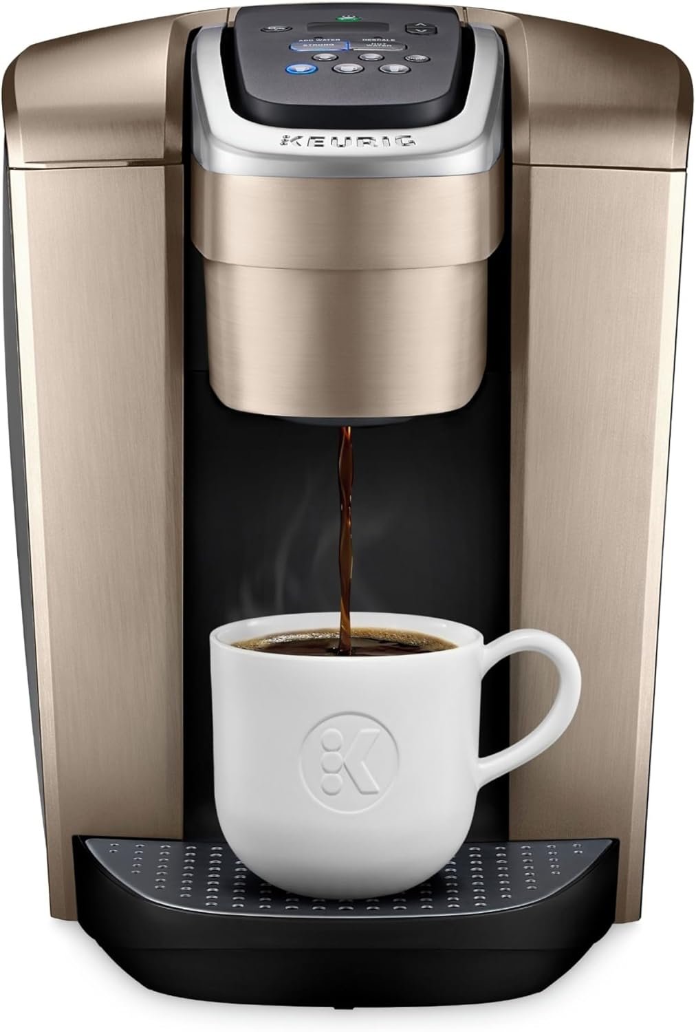 Keurig K-Elite Single Serve K-Cup Pod Coffee Maker, with Strength and Temperature Control, Iced Coffee Capability, 8 to 12oz Brew Size, Programmable, Brushed Gold
