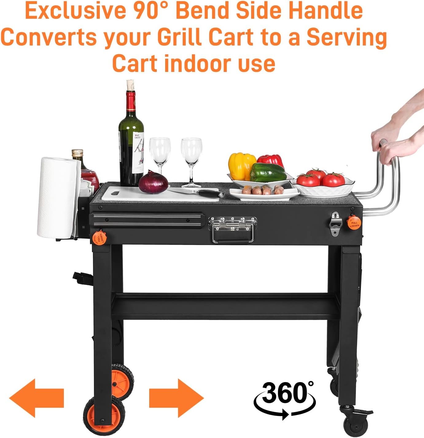 Blackstone Griddle Stand, Portable Outdoor Grill Table, Foldable Grill Cart With Wheels Fit 22 Inch or 17 Inch, Camping Folding Pizza Oven Tables Fit Ninja Grill and Weber,Blackstone Table - Image 7