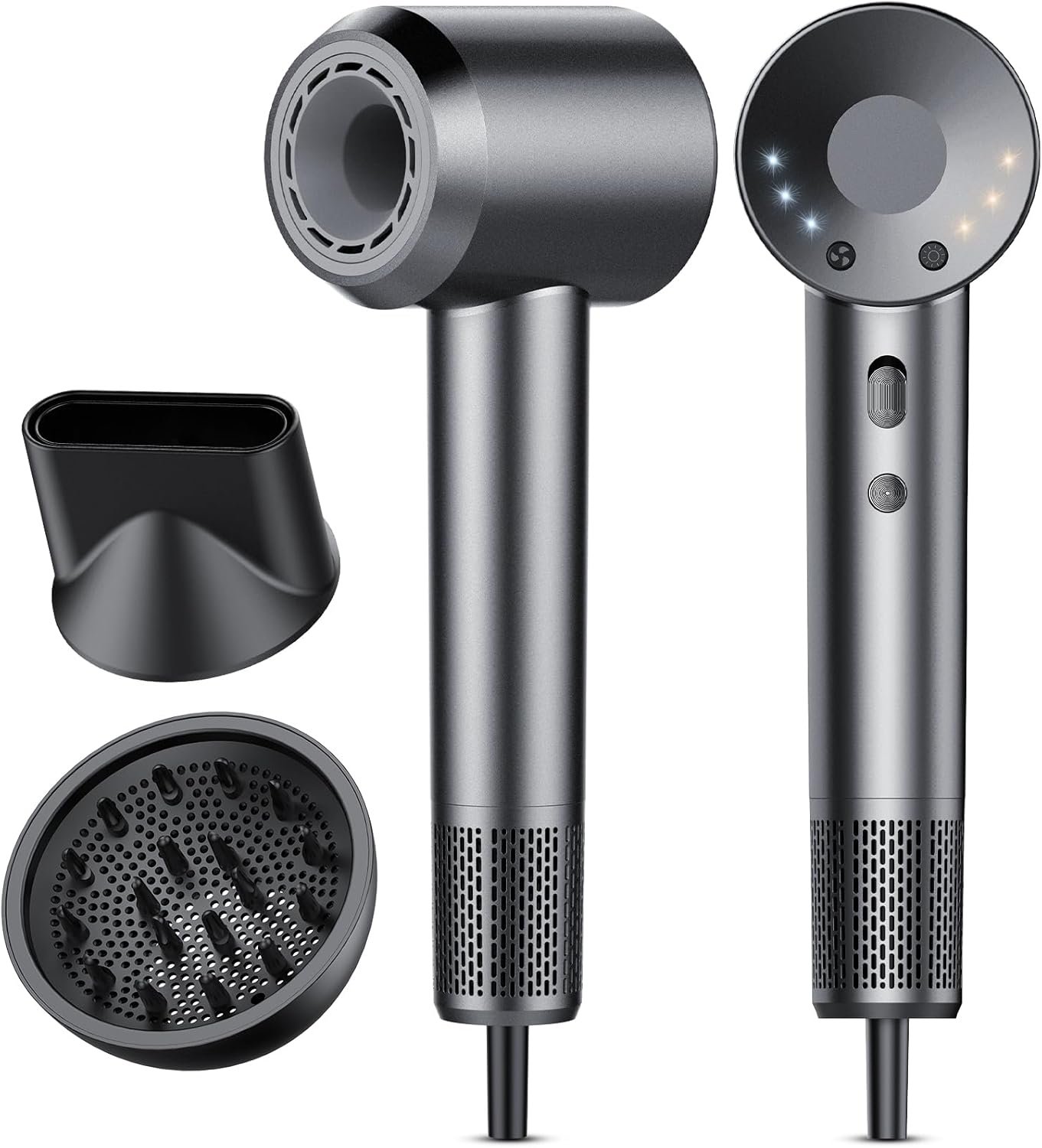 Hair Dryer, 160000 RPM Professional High Speed Ionic Blow Dryer 500 Million Negative Ions & Heat-Control & Low Noise Hairdryer for Faster Drying All Hair Types, No Heat Damage, Travel with Diffuser