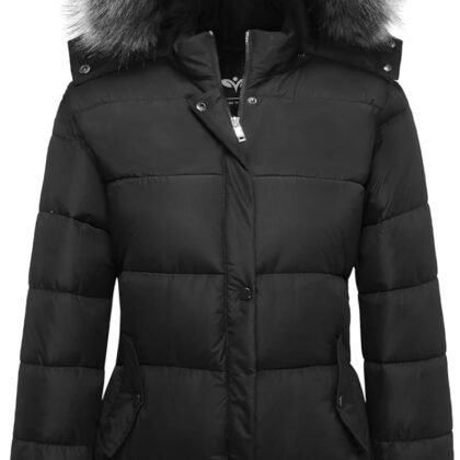 GGleaf Women's Winter Thicken Puffer Coat Warm Snow Jacket with Fur Removable Hood