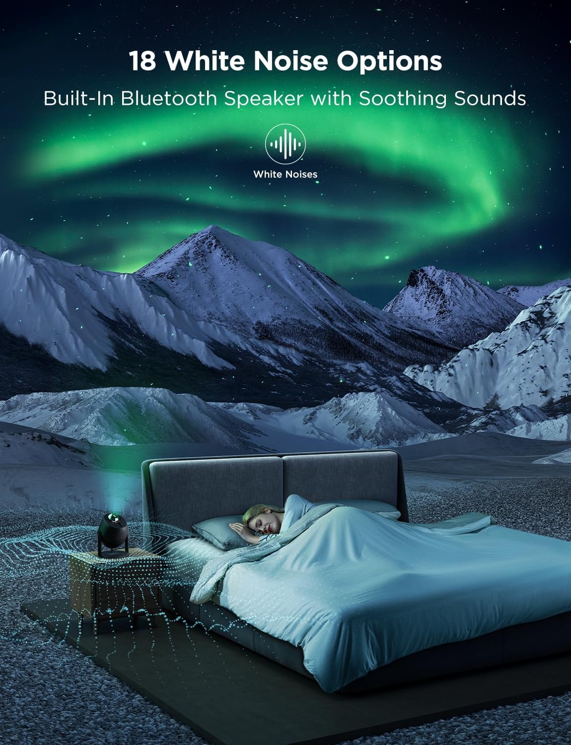Govee Star Light Projector with 3 Aurora Flowing Effects, Works with Matter, Alexa and Google Assistant, 52 Scene Modes, 18 White Noise Options, LED Night Light Projector for Bedroom, Without Plug - Image 8