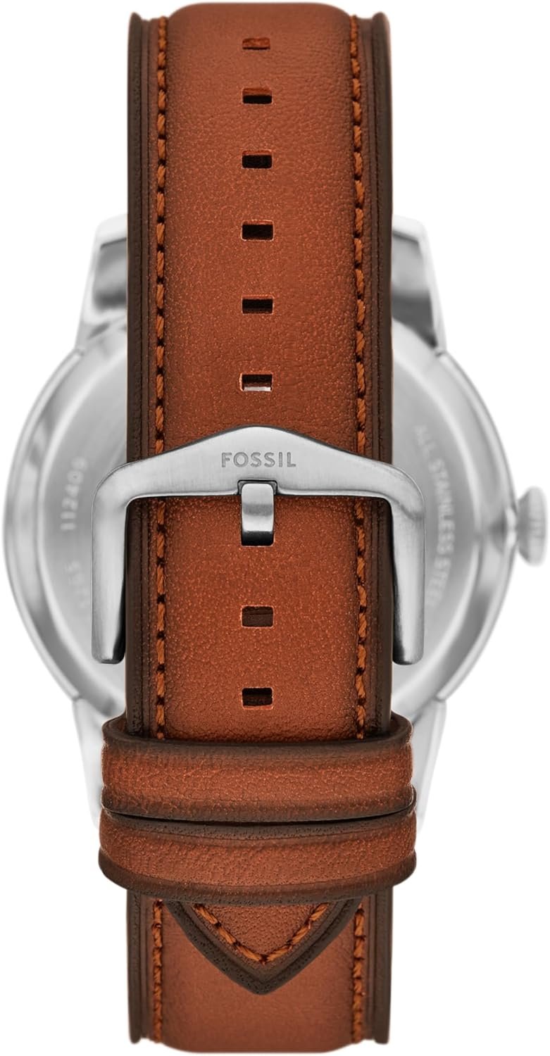 Fossil Men's Townsman Automatic Stainless Steel and Leather Two-Hand Skeleton Watch - Image 2