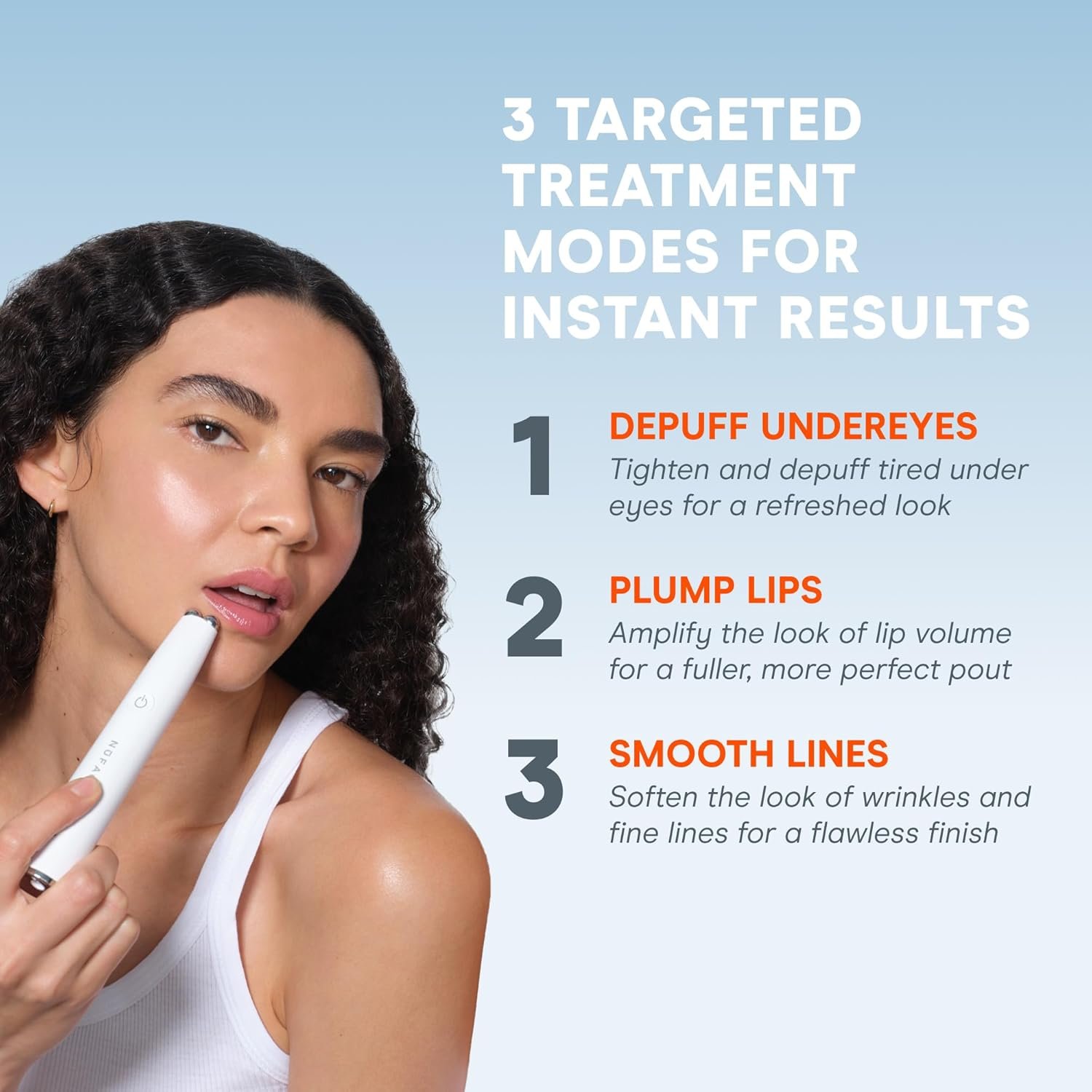 NuFACE FIX MicroWand Microcurrent Facial Device, FDA Cleared - Eyes, Lips & Lines Treatment with Serum Activator - Lip Plumper, Eye Depuffing Wand, Wrinkle & Smile Line Reducer, 3 On-The-Go Modes - Image 4