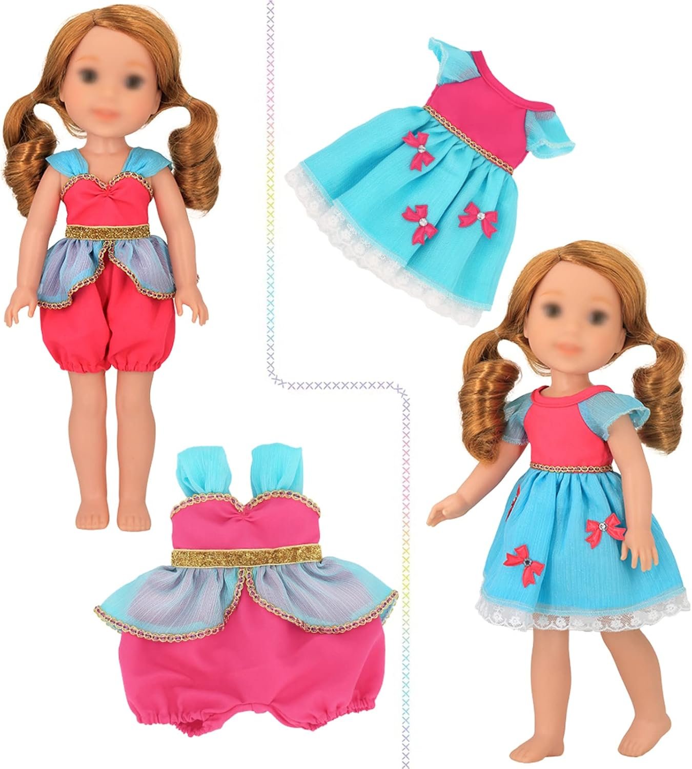 SOTOGO 11 Sets American Wellie Doll Clothes Outfits Dresses Pajamas Swimsuit, Wishers Doll Clothes Fit for 14 to 14.5 Inch Dolls - Image 4