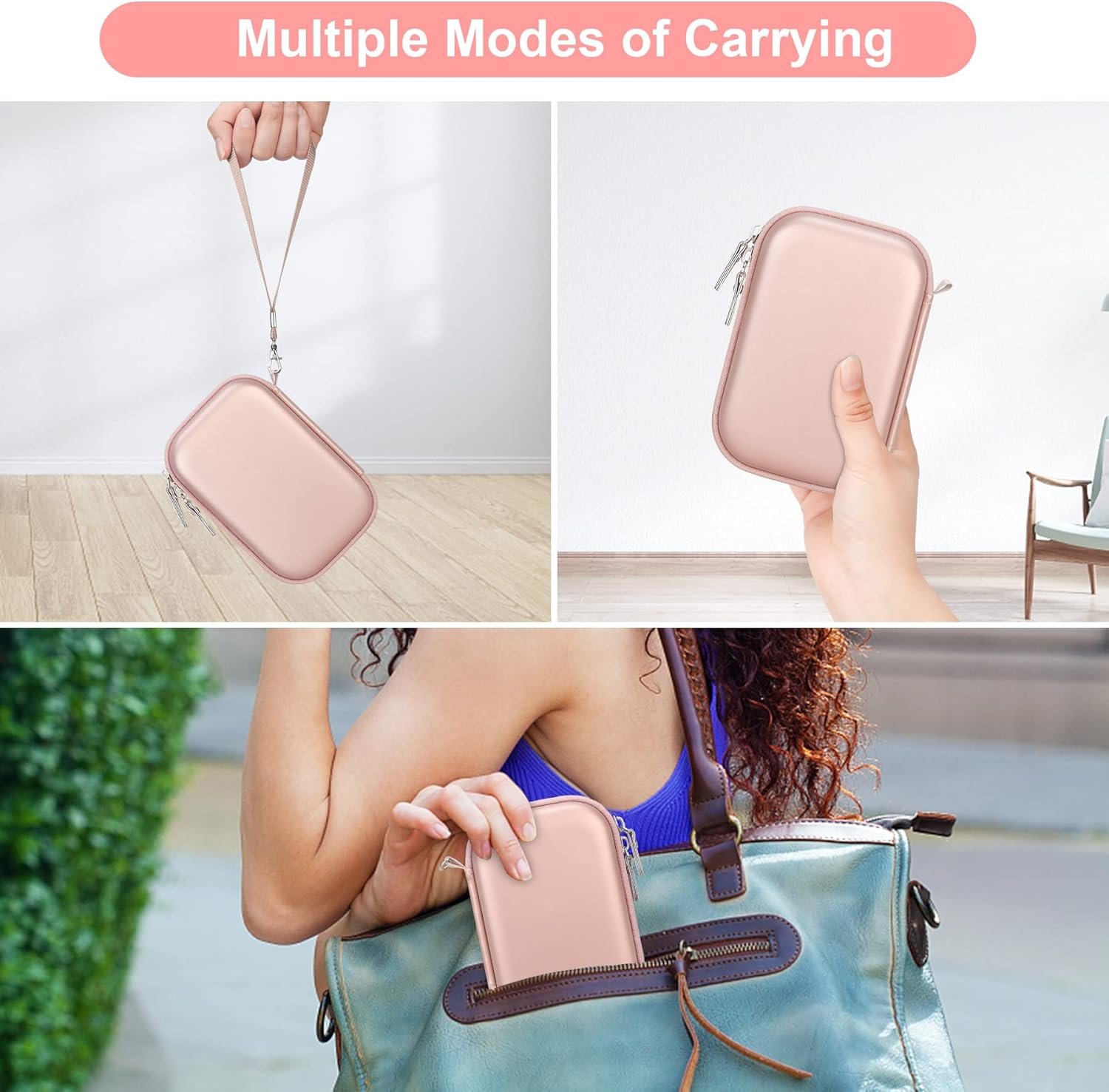 Canboc Hard Case for Canon Ivy 2/Canon Ivy/Canon Ivy CLIQ+2 CLIQ 2 CLIQ+ Mini Photo Printer Mobile Wireless Bluetooth Instant Camera Printer, Mesh Bag fit Photo Paper and Cable, Rose Gold - Image 4