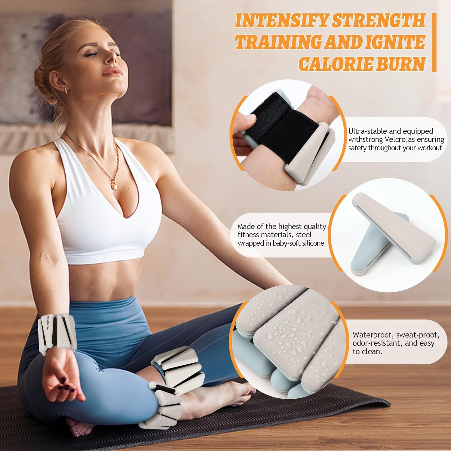 Ankle Weights Set of 2 (1 lb/2 lb/3 lb Each) Adjustable Wrist Weights for Women Men Wearable Arm Leg Weight for Pilates, Running, Walking, Workout, Yoga - Image 3