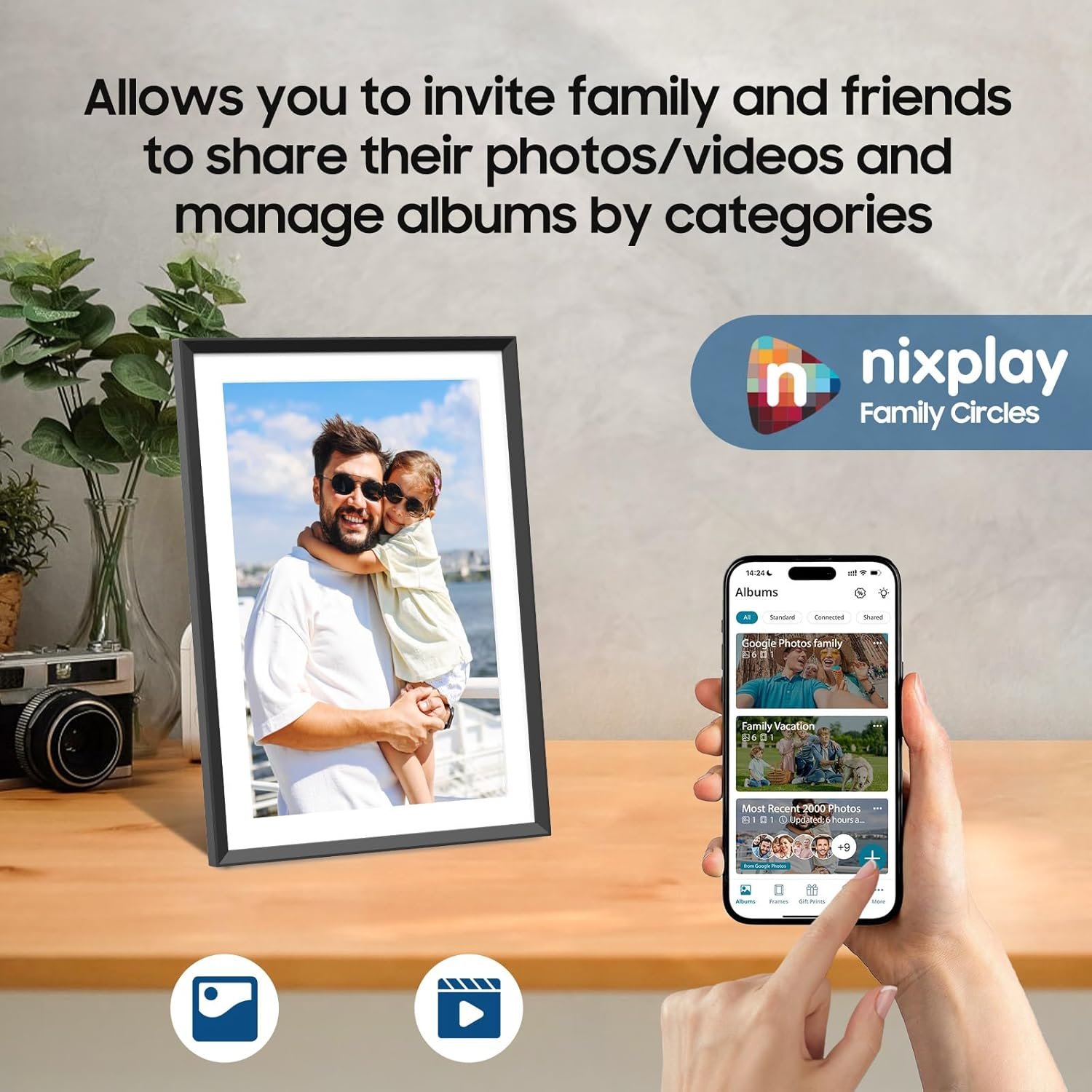 Digital Picture Frame Powered by Nixplay 10.1", Share Photos/Videos via Nixplay App or Email, WiFi Digital Photo Frame with Easy Setup, Support Alexa, Free Cloud Storage, Auto Rotate, Gifts for Mom - Image 4