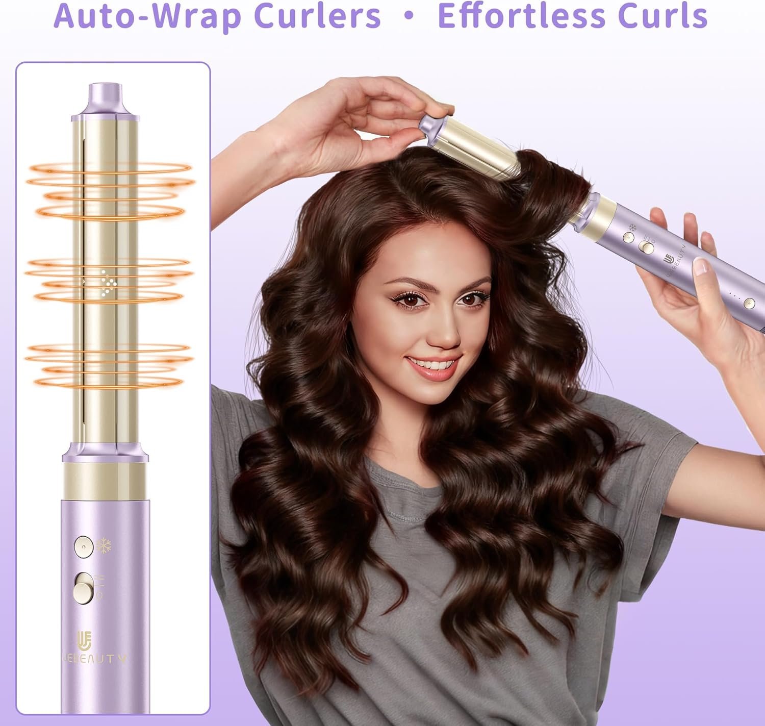 Hair Dryer Brush 8-in-1 Dual Voltage Hot Air Styler – Fast-Drying 110,000 RPM Ionic Blow Dryer with Straightener & Curler Attachments, Frizz-Free Volumizing Styler with Protective Hard Case-Purple - Image 5