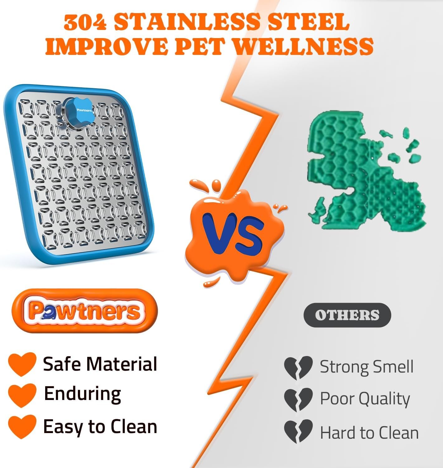 Lick Mat for Dogs & Cats, Stainless Steel Pet Slow Feeder for Crate Boredom & Anxiety Reduce, Cat Licking Pads with Spatula & Scrubbing Brush, Blue - Image 2