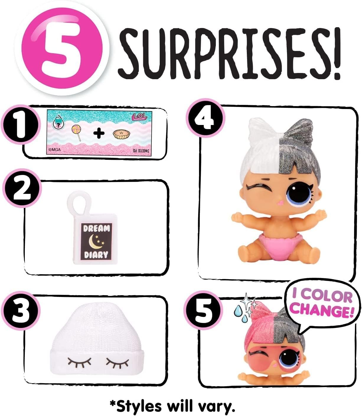 LOL Surprise Glitter Color Change Lil Sis with 5 Surprises- Collectible Doll Including Sparkly Fashion Accessories, Holiday Toy, Great Gift for Kids Girls Ages 4 5 6+ Years Old - Image 6