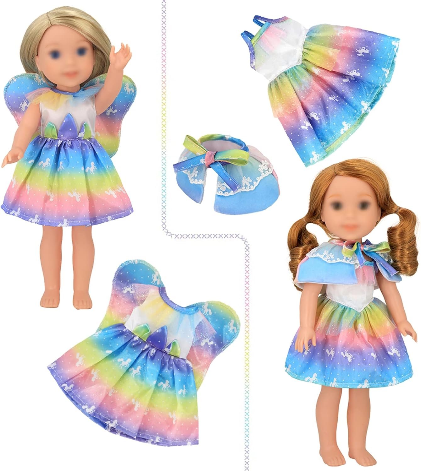 SOTOGO 11 Sets American Wellie Doll Clothes Outfits Dresses Pajamas Swimsuit, Wishers Doll Clothes Fit for 14 to 14.5 Inch Dolls - Image 2