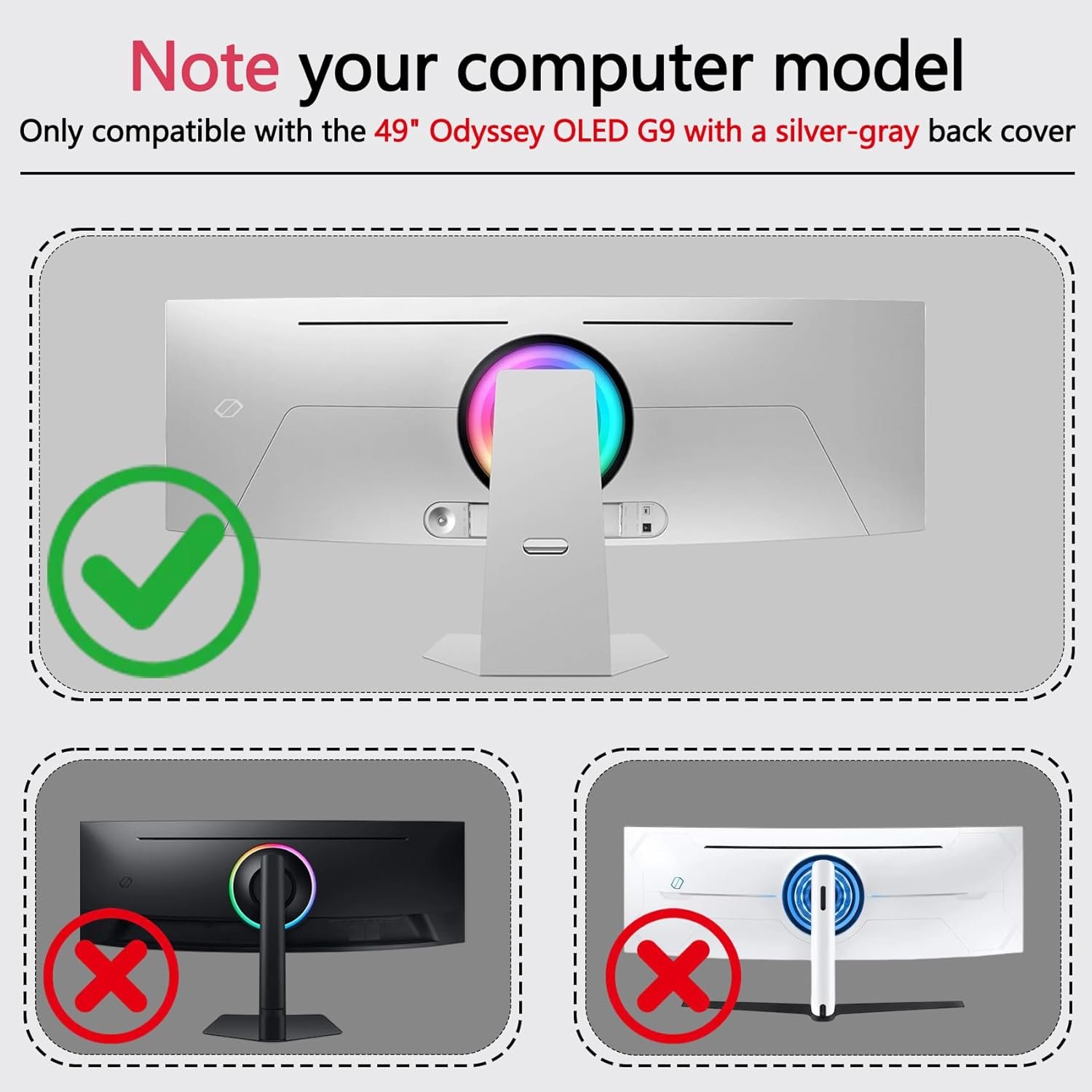 Odyssey OLED G9 VESA Mount Adapter Compatible with Samsung OLED G9 49-inch Monitors(Fits G91SD G93SC G93SD G95SC and G95SD )– 75x75 to 100x100 Wall Mount Bracket - Image 3