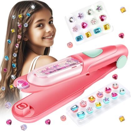 Hair Gem Stamper Kit, Bling Hair Jewels for Girls Toys, Hair Styling Tool with Reusable Shining Diamonds, Birthday Gifts Toys for Girls Ages 3 4 5 6 8-12
