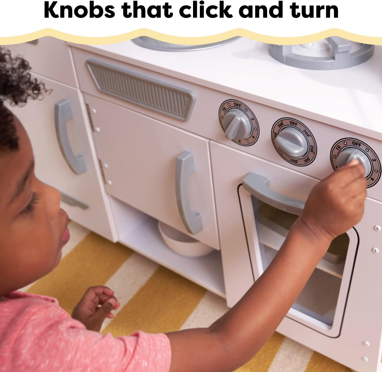 KidKraft Vintage Wooden Play Kitchen with Pretend Ice Maker and Play Phone, White - Image 10