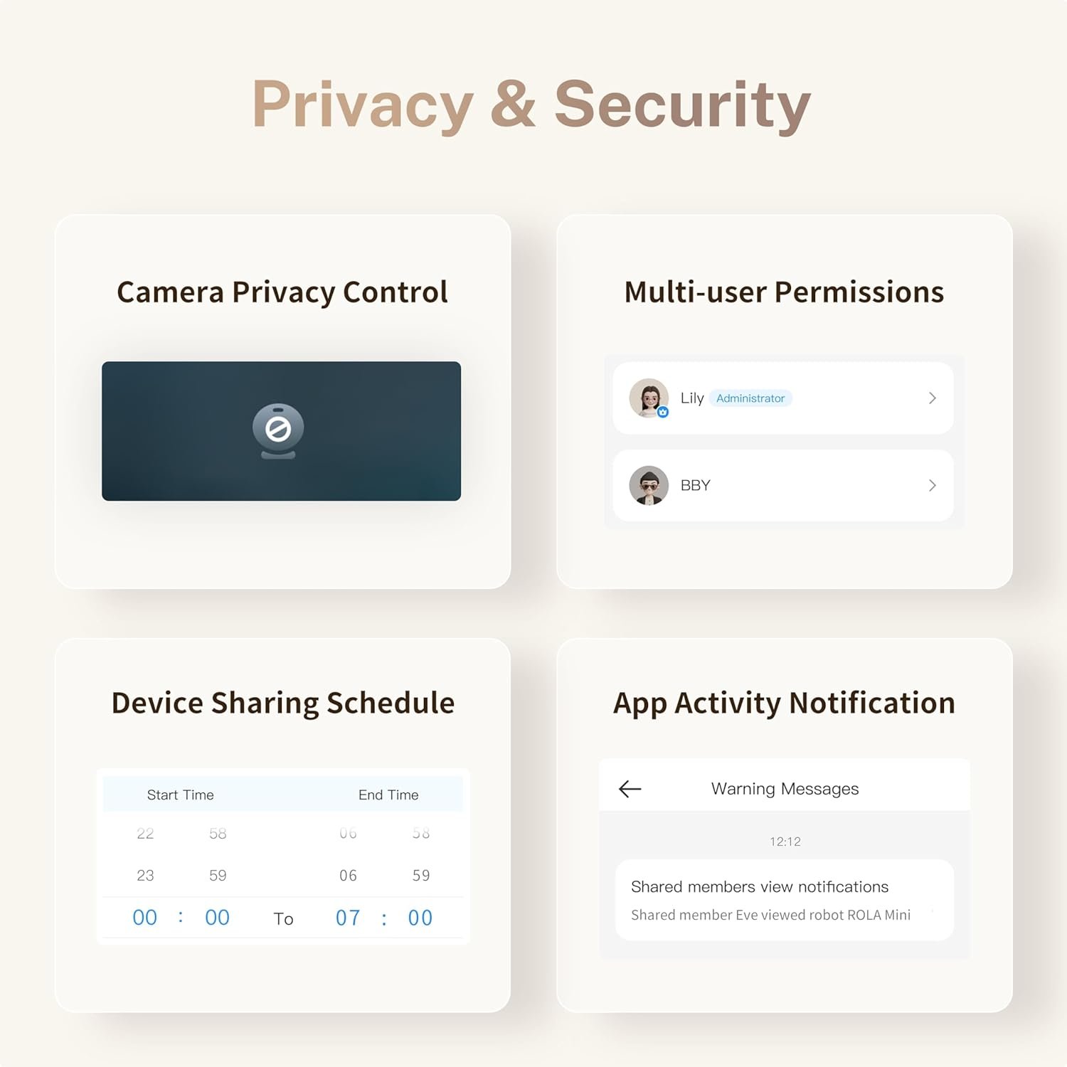 Enabot EBO ROLA Mini FamilyBot 2K Pet Camera Robot: Movable Indoor Camera Battery-Powered with Phone App, One-Touch Call, 2-Way Talk, Night Vision, Motion Detection, Video Recording - Image 7