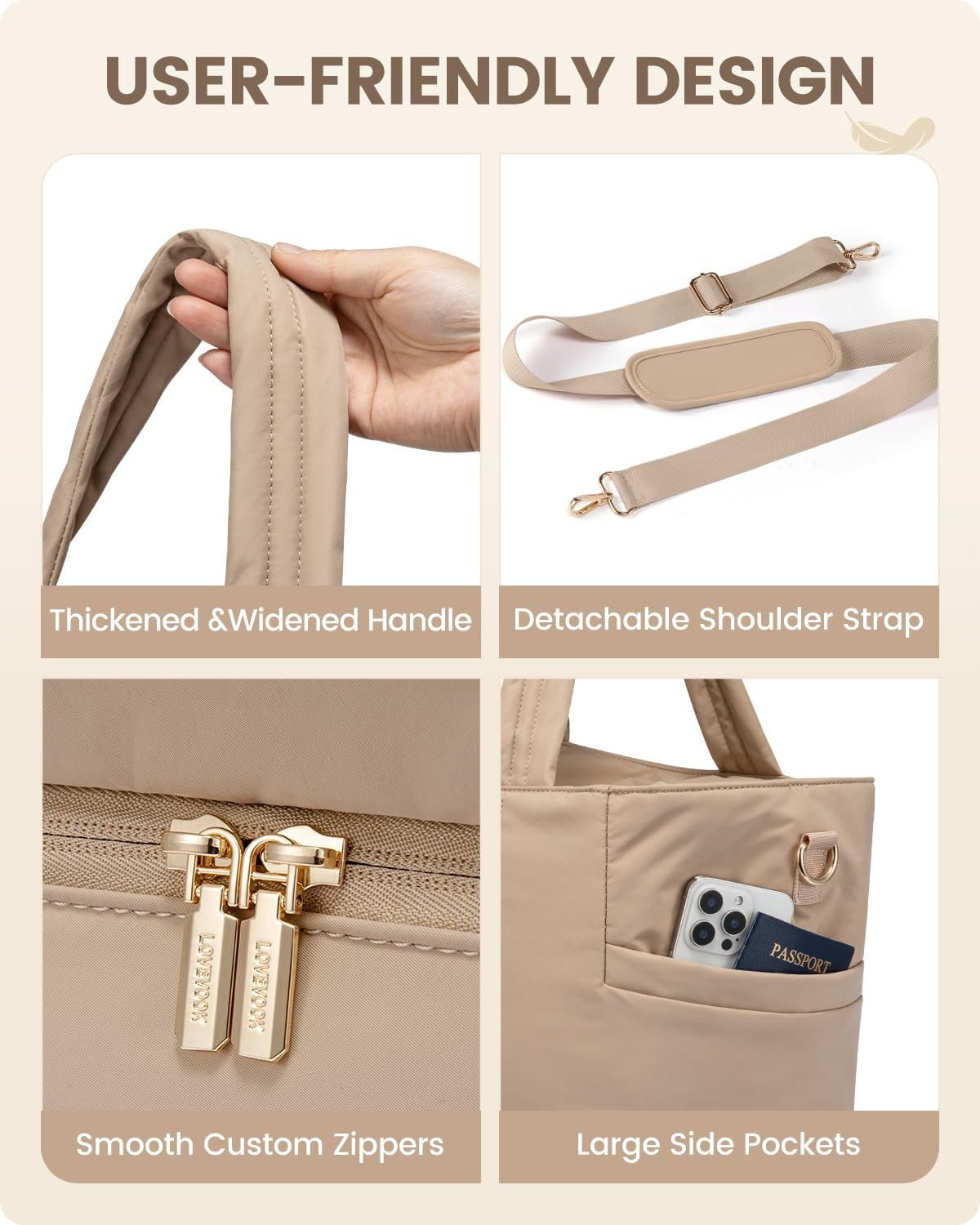 LOVEVOOK Travel Duffle Bag, Puffer Weekender Bags for Women with Shoe Compartment, Carry On Overnight Hospital Bag, Gym Tote - Image 7