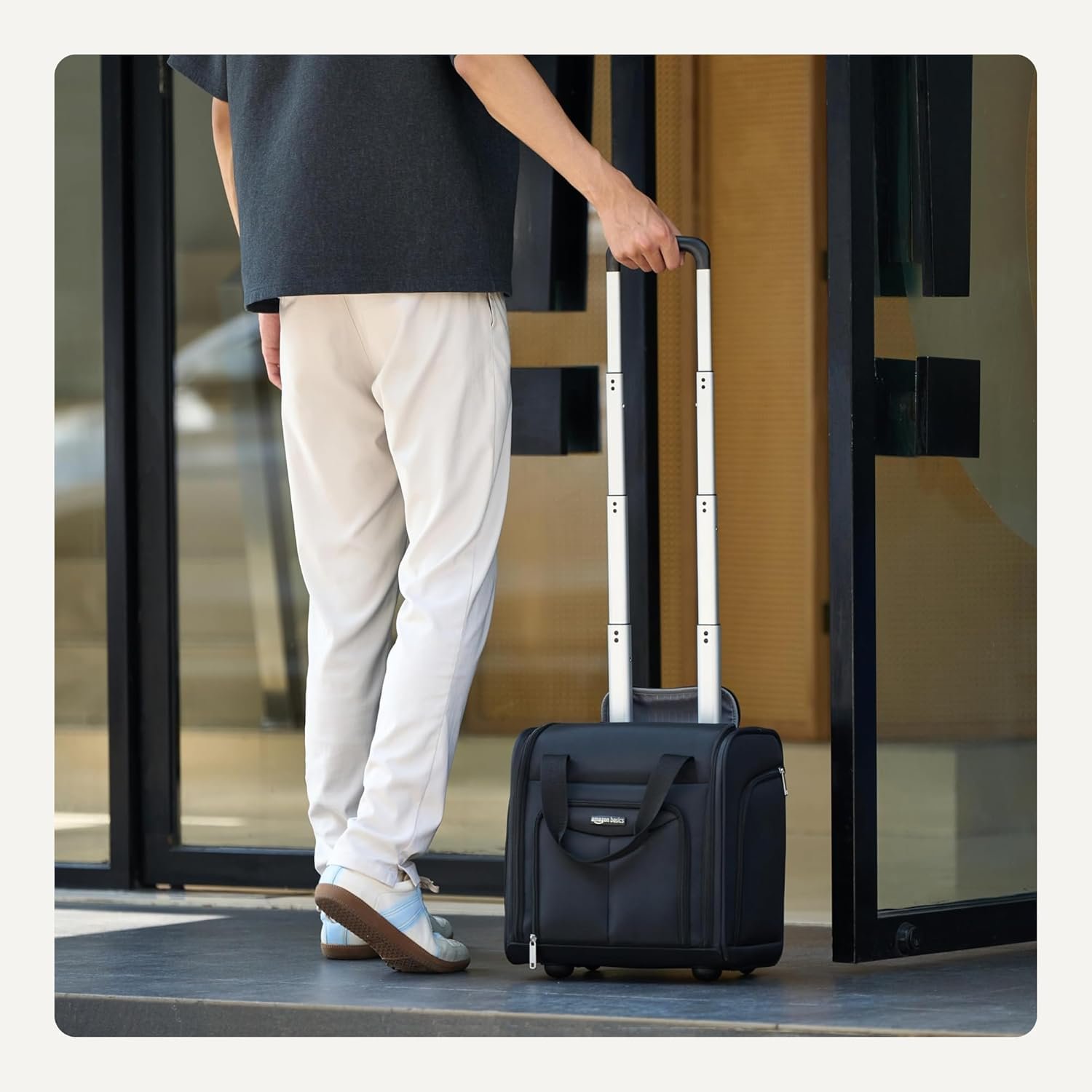 Amazon Basics Underseat Carry On Luggage with Wheels - 14" Rolling Travel Bag, Black - Image 3