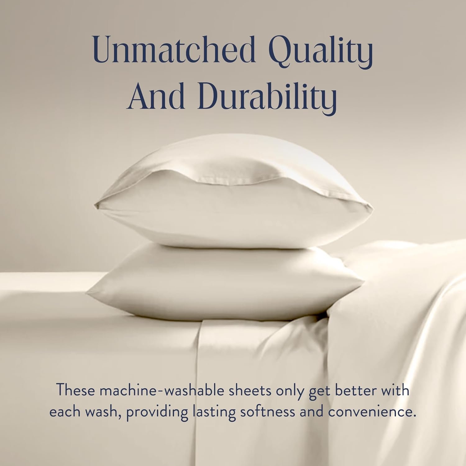 Brooklinen Luxury Sateen 4 Piece Sheet Set - 100% Cotton Bed Sheets, Soft & Durable King Size Sheets Set in Cream, Oeko-TEX Certified Bedding Set, 1 Fitted Sheet, 1 Flat Sheet, 2 Pillowcases - Image 6