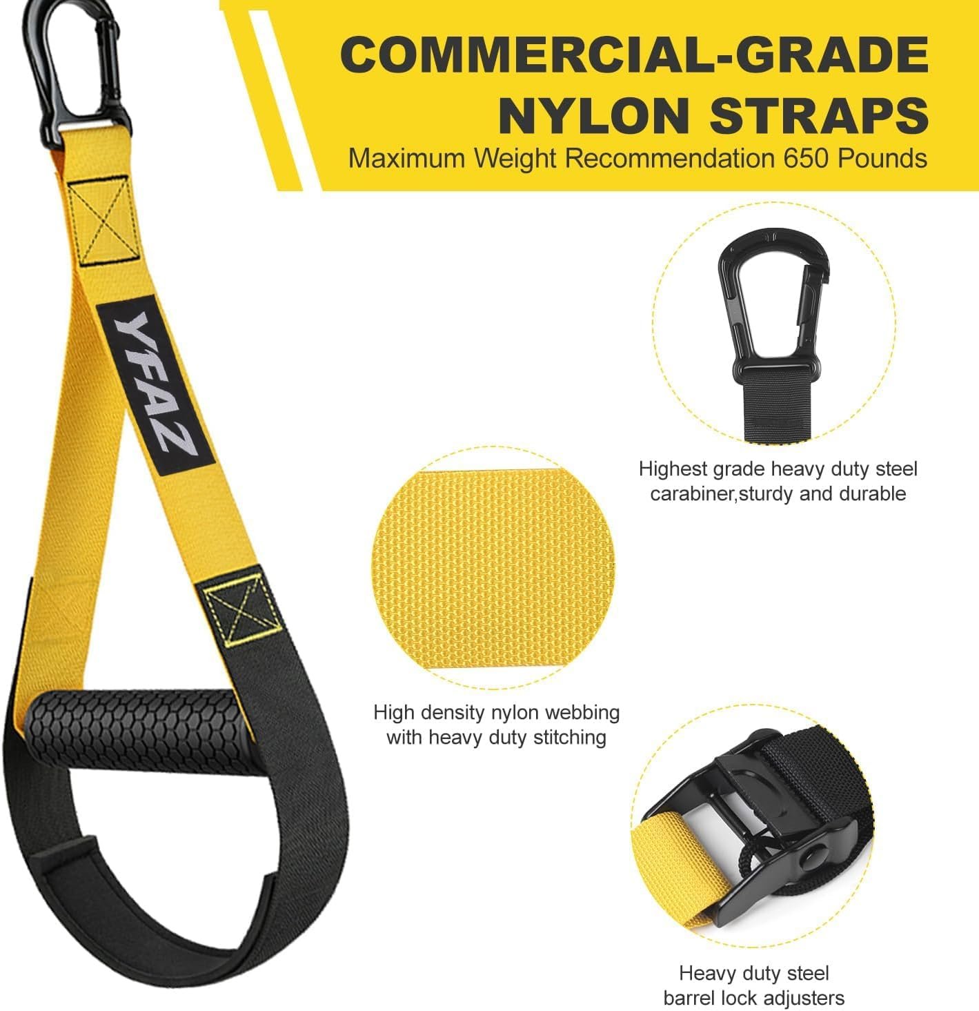 Home Resistance Training Kit for All Levels, Suspension Trainer Straps With Handles For Full Body Workouts at Home, Includes Door Anchor And Mesh Bag for Gym,Outdoor,Travel - Image 3