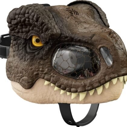 Mattel Jurassic World Dominion Chomp N Roar Dinoaur Mask, Tyrannosaurus Rex Dino Role-Play Toy & Costume Accessory with Jaw Motion & Roar Sounds