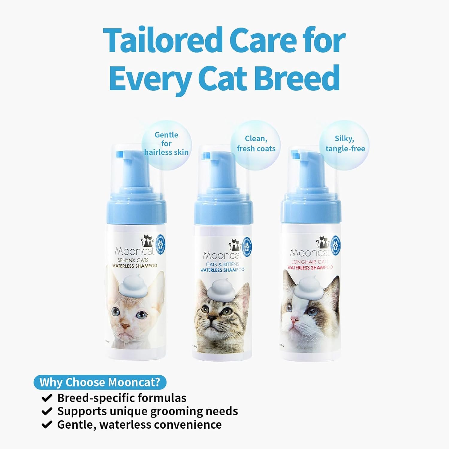 Mooncat Waterless Cat Shampoo, 100% Licking Safe & Vet Approved No Rinse Dry Bath Foam - Gentle Deodorizer for Short Haired Cats, Seniors & Kittens - Soothes Sensitive Skin, Reduces Dander & Odor - Image 9