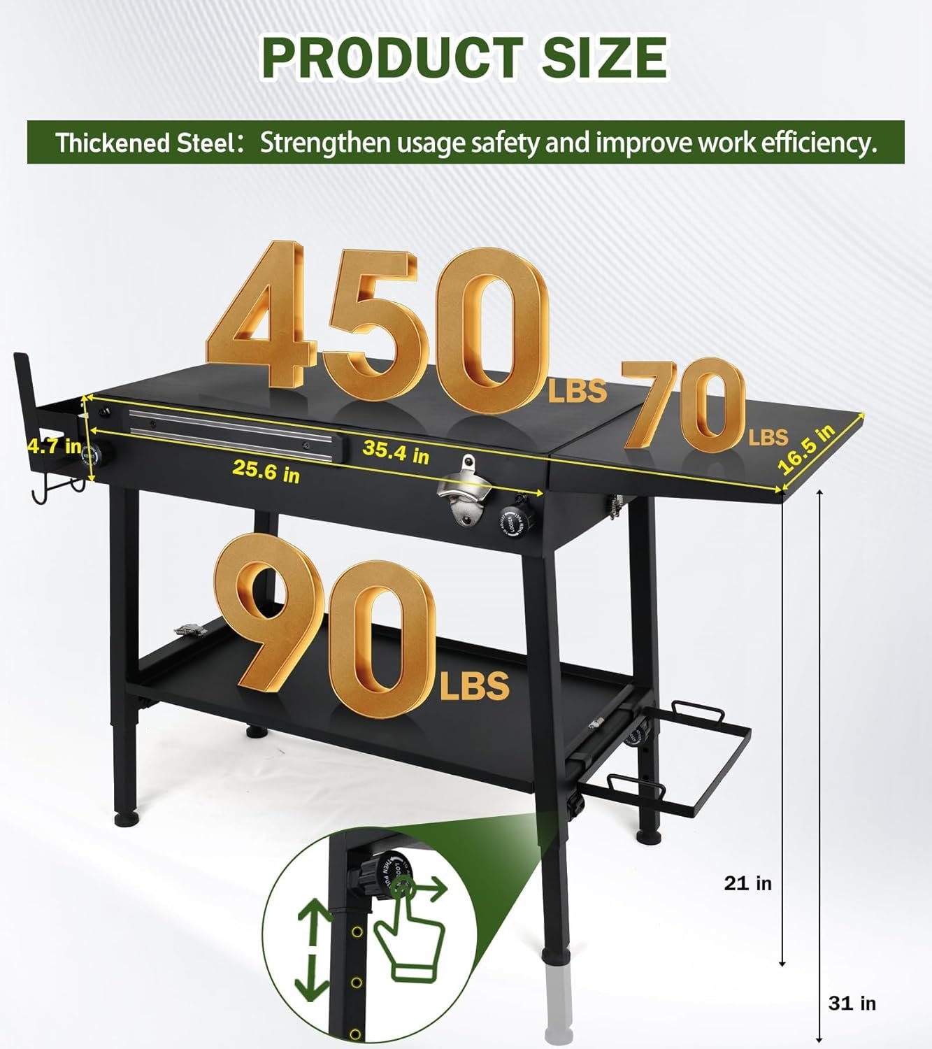 ELITEWILL Griddle Stand With Wheels Portable Outdoor Grill Table Fit for Blackstone 17 Inch Or 22 Inch Griddle Foldable Cart Table Suitable for Travel/Camping and Outdoor Meals - Image 5