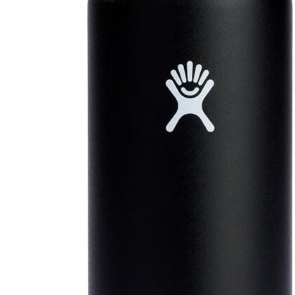 Hydro Flask Water Bottle - Insulated Stainless Steel - Wide Straw Lid, Non Spill, Leakproof in 40 Oz Black