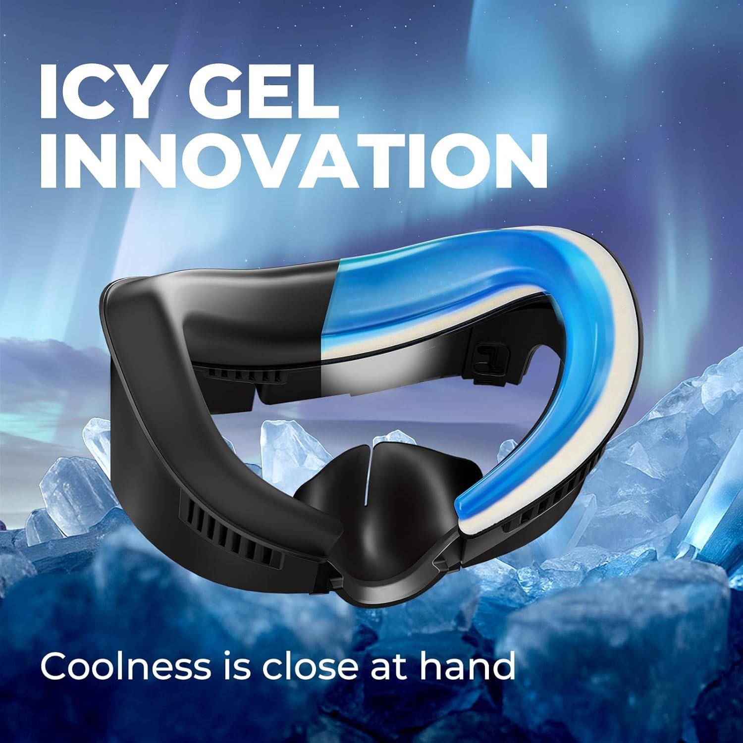 DESTEK Cooling Face Pad Facial Interface for Meta Quest 3, NOT Compatible with Meta Quest 3S,Includes Two Replacement Ice Silk & Cool Ice Gel Face Cushions - Image 3