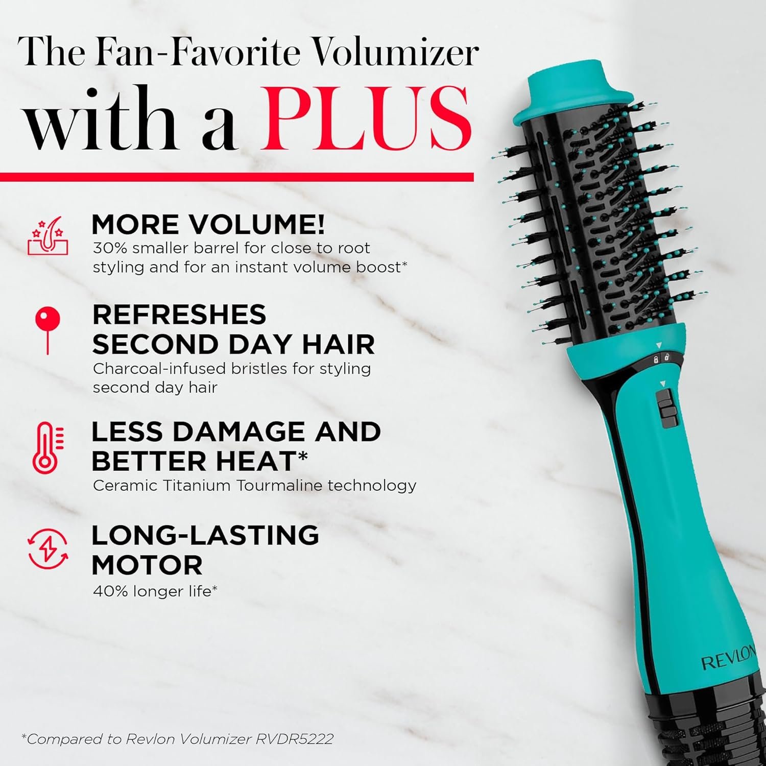 REVLON One Step Volumizer PLUS Hair Dryer and Styler | More Volume, Less Damage, and More Styling Control for Easy and Fast Salon-Style Blowouts, Plus Travel Friendly (Teal) - Image 5