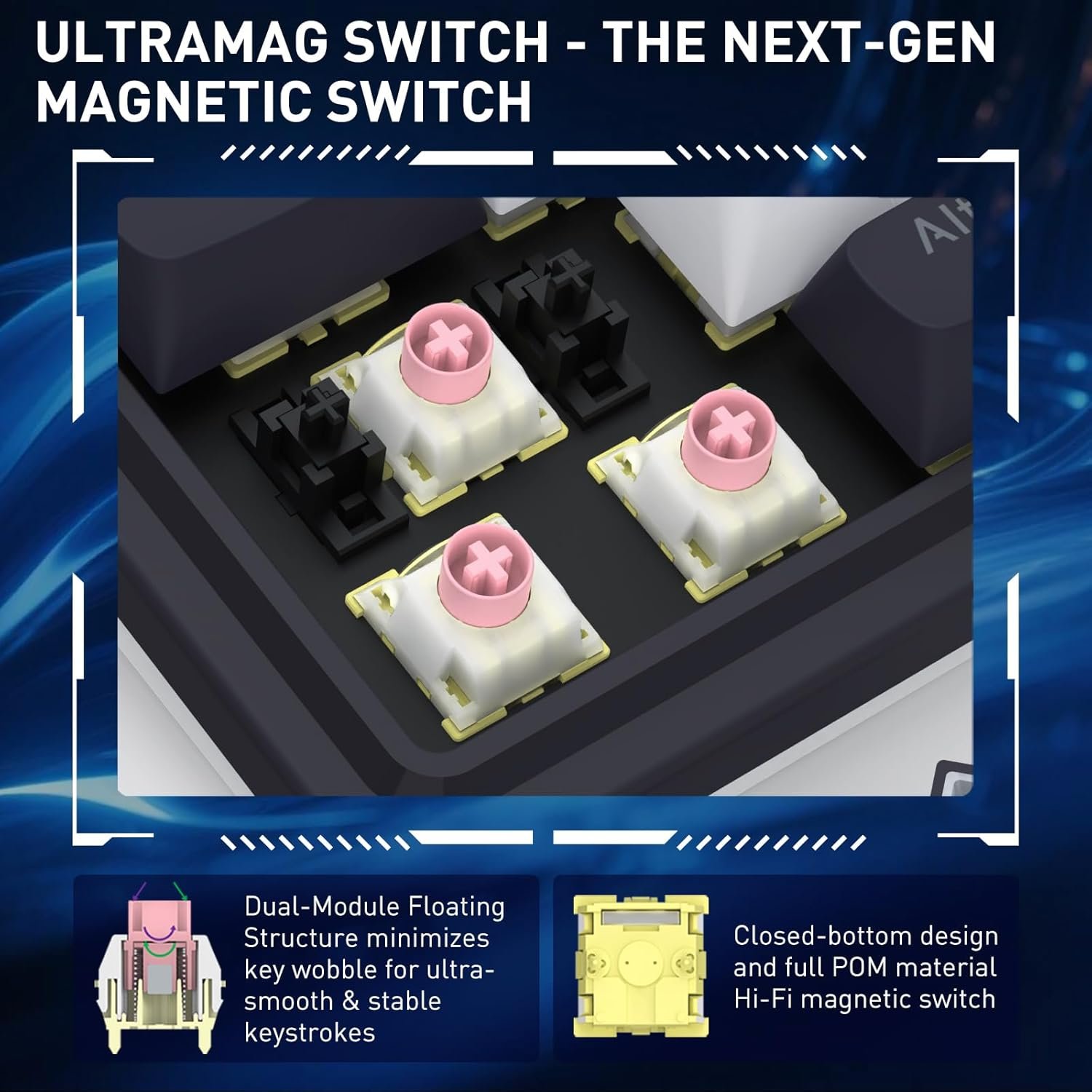 Redragon K673 HE Rapid Trigger Gaming Keyboard, 81 Keys 8K Wired Mechanical Keyboard w/Next-Gen UltraMag 100% POM Silky Magnetic Switch, Dual-Module Floating Structure Design, 2-Layer Noise Dampening - Image 3