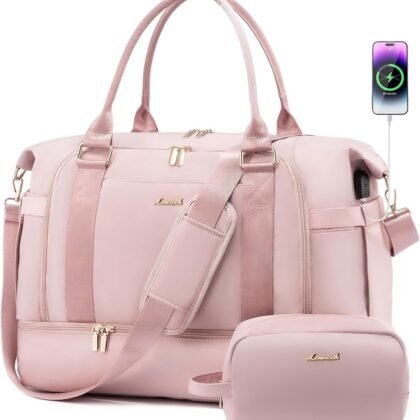 Gym Bag LOVEVOOK Travel Duffel Bag with USB Charging Port,Weekender Bags for Women with Shoe Compartment,Carry on Overnight Bag with Toiletry Bag,Hospital Bags for Labor and Deliver