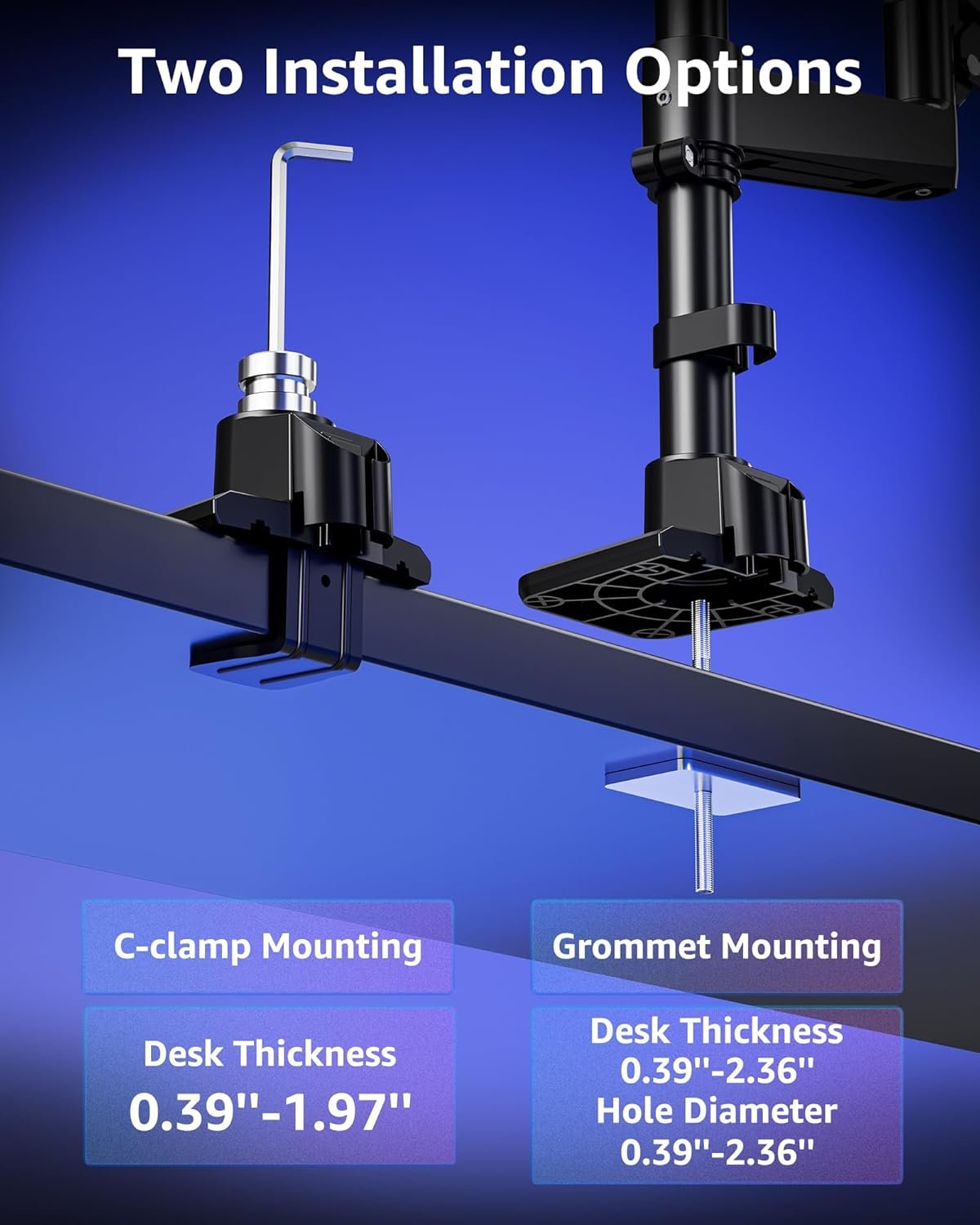 MOUNTUP Dual Monitor Stand Fits 49 45 42 40 39 34 32 Inch Screens, Heavy Duty Dual Monitor Arm Holds 4.4-44 lbs, Vertical Stacked Monitors Mount, Full Motion, Height Adjustable, VESA Mount - Image 7