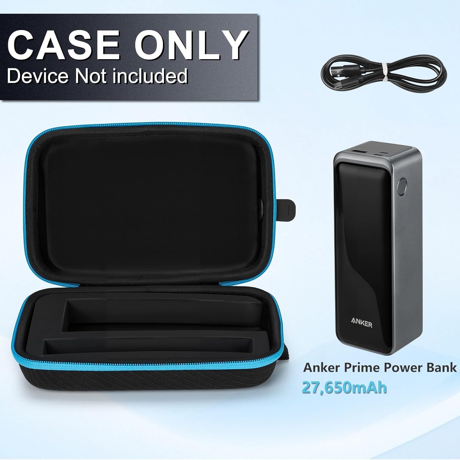 Case for Anker Prime Power Bank 27,650mAh 3-Port 250W, Portable Box with USB Charging Port and Front Pocket for Travel Work, Battery Charger Station Carrying Storage Holder for USB-C Cable(Case Only) - Image 2