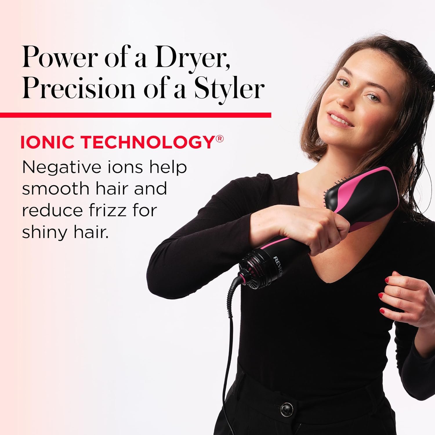 REVLON One-Step Hair Dryer and Styler, All-in-One Detangling and Straightener Brush for Salon-Quality Smooth, Straight Hair, More Shine and Less Frizz, Black - Image 3