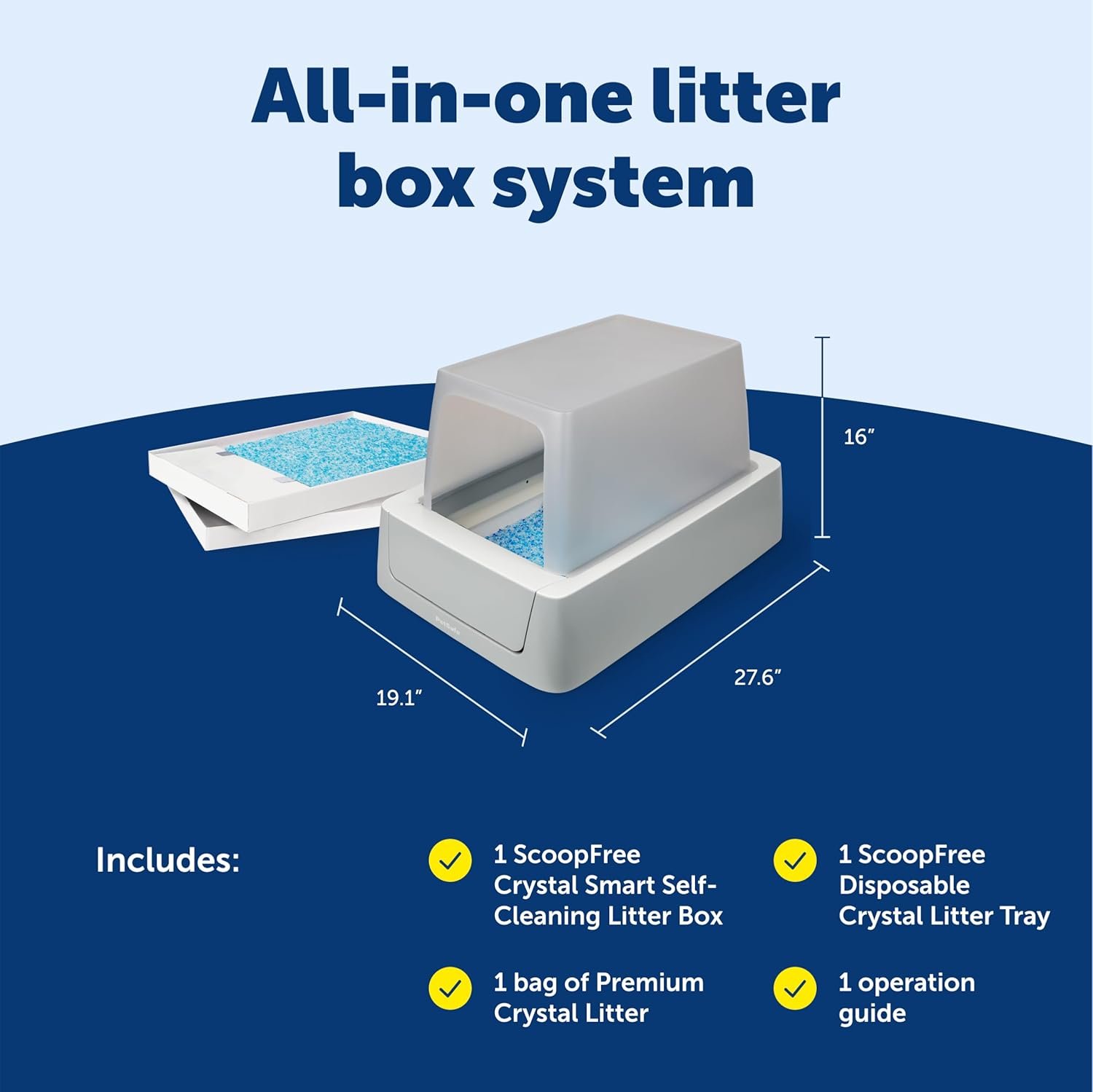 PetSafe ScoopFree Crystal Smart Automatic Litter Box - Uncovered Motion-Sensing Cat Box with Integrated Health Counter & App - Includes 1 Disposable Crystal Litter Tray - Image 3