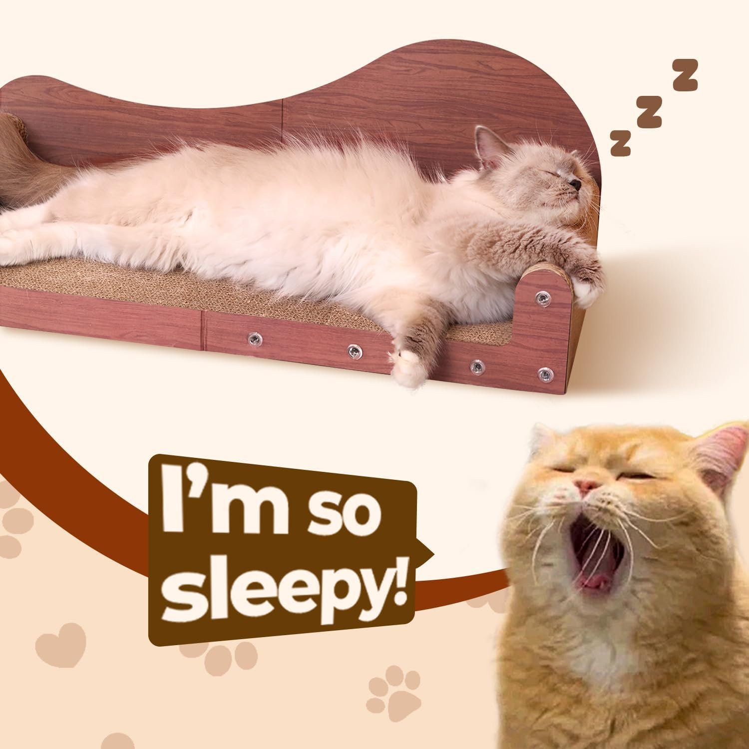 ComSaf 26.4" Large Cat Scratcher Bed, Cat Scratching Board, Durable Cardboard for Indoor Use, Extra Large Couch with Scratch Pad - Sofa Lounge - Image 6