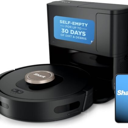 Shark AV2501AE AI Robot Vacuum with XL HEPA Self-Empty Base, Bagless, 60-Day Capacity, LIDAR Navigation, Perfect for Pet Hair, Compatible with Alexa, Wi-Fi Connected, Carpet & Hard Floor, Black