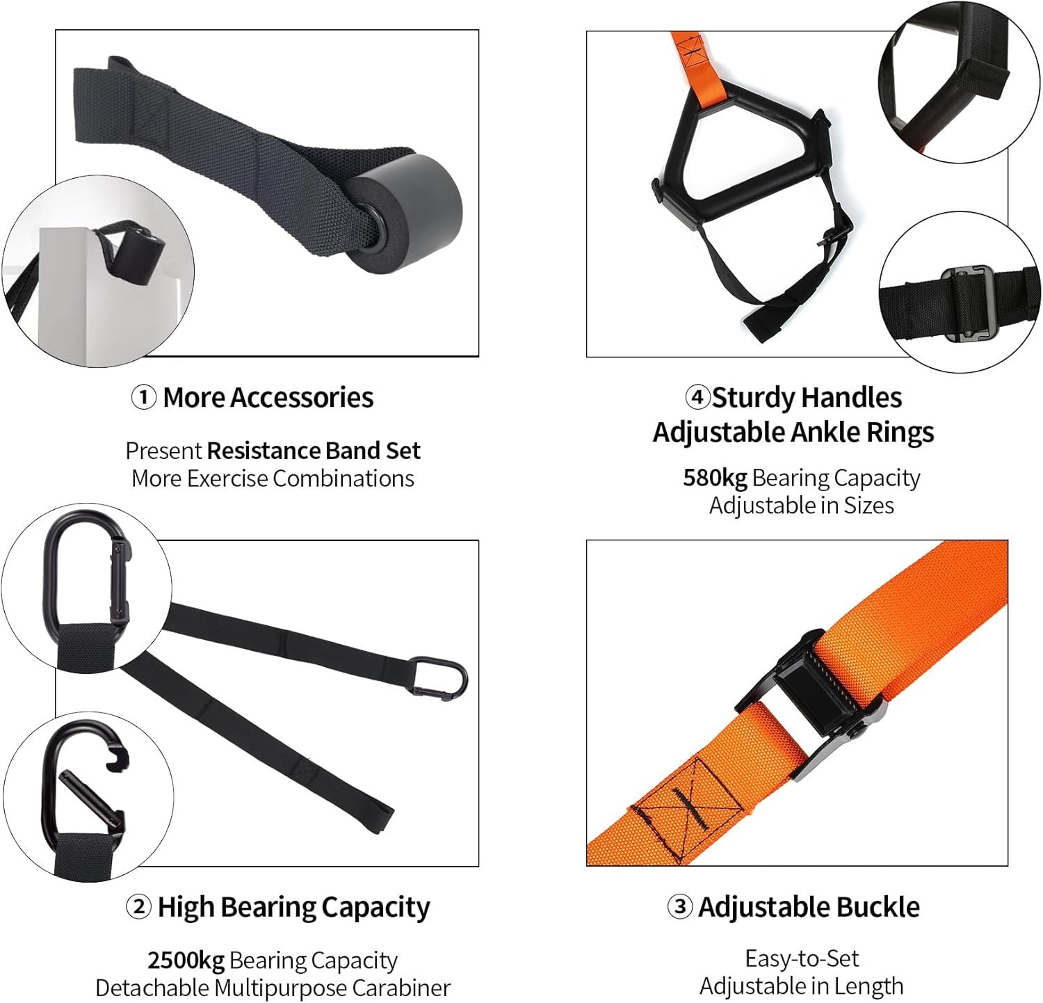 Moulyan Bodyweight Resistance Training Straps,Suspension Training straps Complete Home Gym Fitness Trainer kit for Full-Body Workout Easy Setup Gym Home Outdoors - Image 6