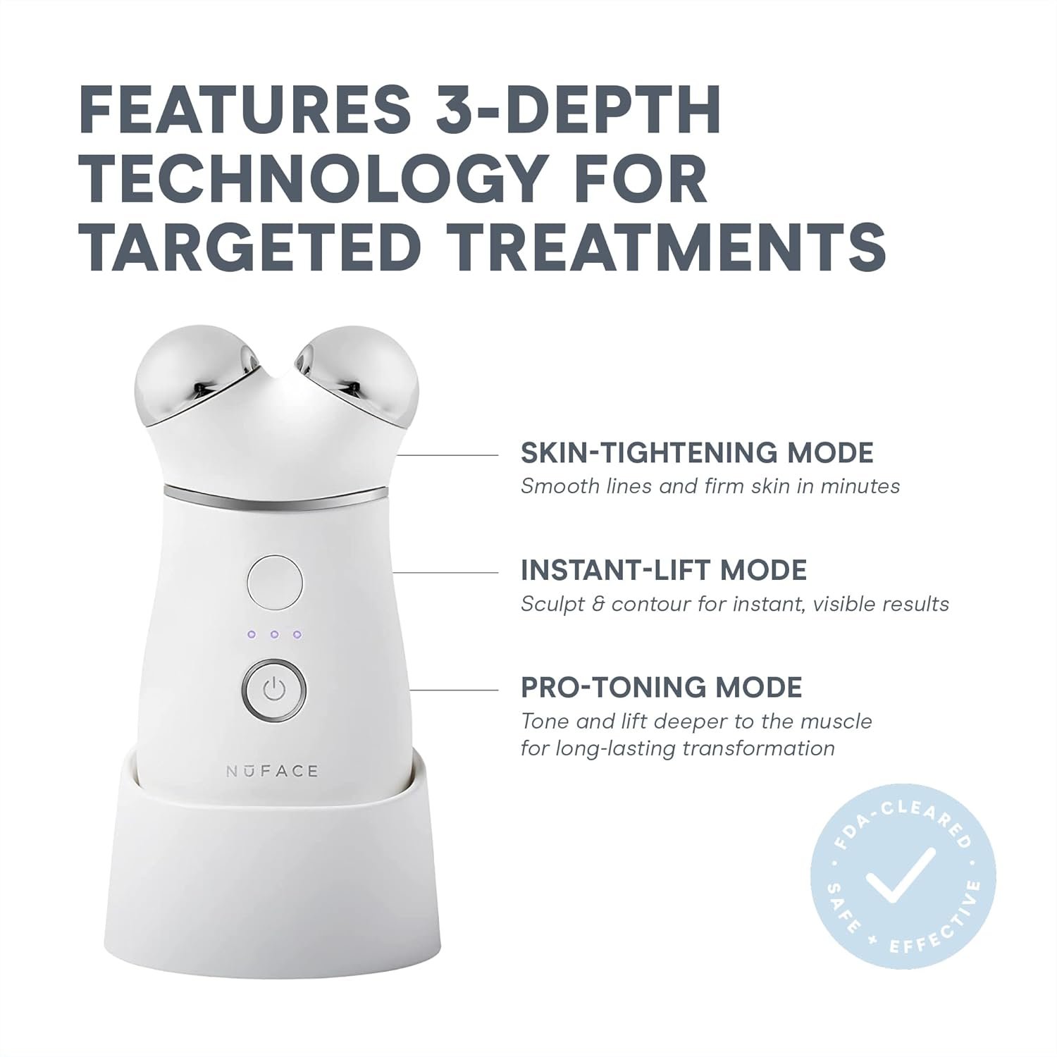 NuFACE Trinity+ Microcurrent Facial Device Kit - FDA Cleared Face Sculpting & Neck Tightening Device to Contour Cheeks & Brows + Microcurrent Gel Activator & Silk Creme - Sandy Rose - Image 3