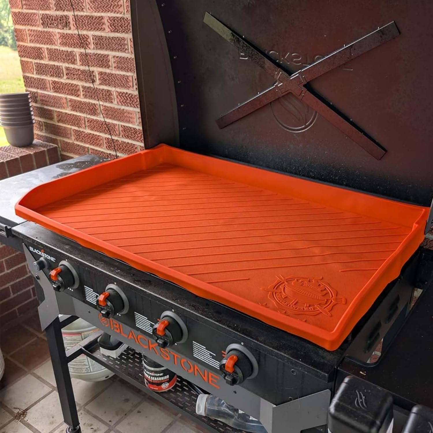 Silicone Griddle Cover for Omnivore Blackstone 36" Griddle, Heavy Duty Food Grade Silicone Grill Protective Mat for Blackstone Accessories,Full-Edge Coverage Design Protect from Dirt,Rust(Orange) - Image 3