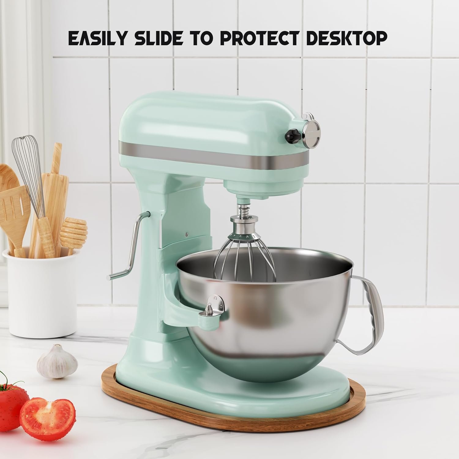 Mixer Slider Mat, Pine Wood Sliding Tray for KitchenAid 4.5 & 5 Qt Stand Mixers, Anti-Slip Moving Mat & Countertop Protector, Kitchen Accessories and Attachments for Artisan Series (5-8 QT) - Image 8