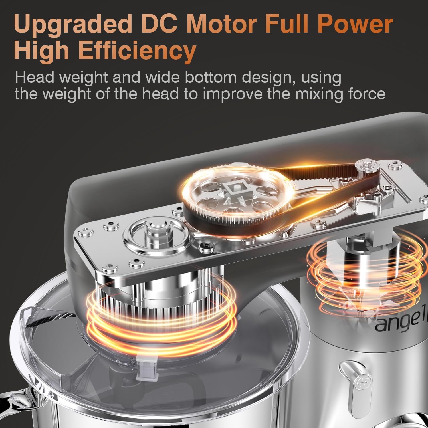 Mini Angel Stand Mixer,10-Speed 5QT Kitchen Electric Mixer,Tilt-Head Food Mixer with Dough Hook, Wire Whisk, Flat Beater, Stainless Steel Bowl (Silver) - Image 2